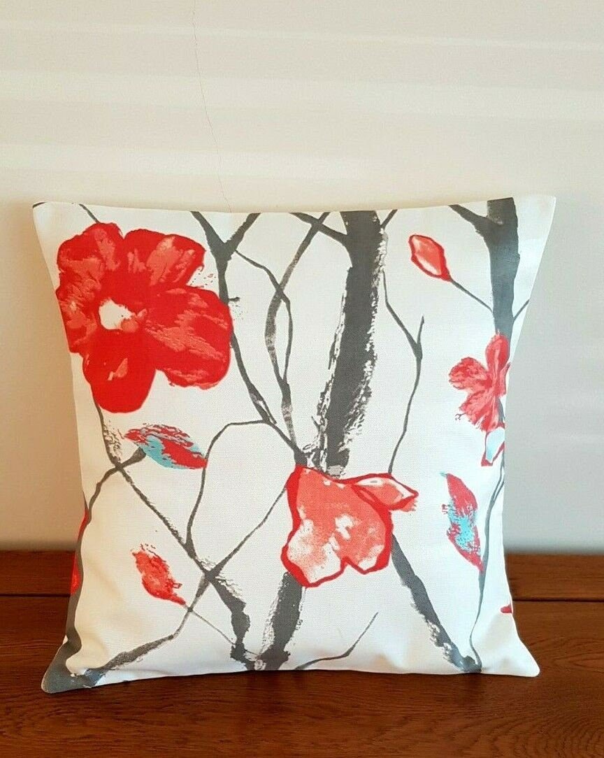 Cushion Cover Harlequin Scion Celandine Floral Red Grey Design 10" 12" 14" 16" 17" 18" 20" 22" 24" 26" Harlequin Scion 100% Cotton Handmade - CushionCoverAndDecor