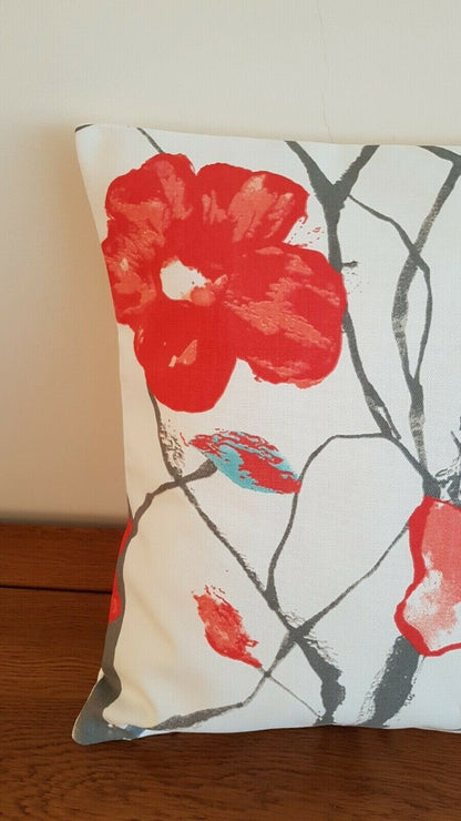 Cushion Cover Harlequin Scion Celandine Floral Red Grey Design 10" 12" 14" 16" 17" 18" 20" 22" 24" 26" Harlequin Scion 100% Cotton Handmade - CushionCoverAndDecor