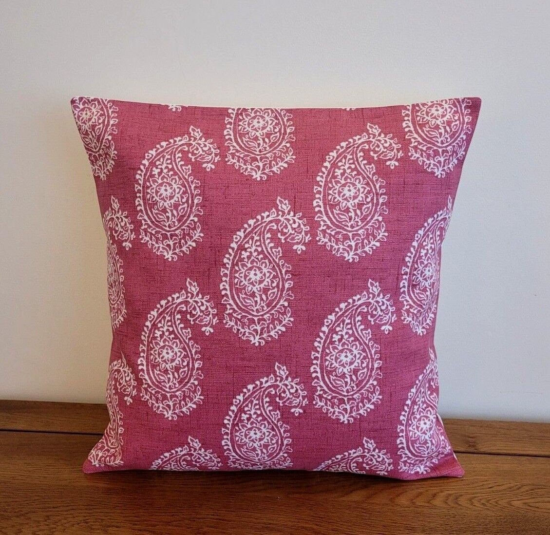 Cushion Cover Harriet Paisley , Red Raspberry Pillow Cover 10" 12" 14" 16" 17" 18" 20" 22" 24" 26" Handmade 100% Cotton - CushionCoverAndDecor