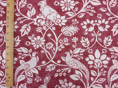 Cushion Cover Heathland Rouge Red Hares And Game Pleasant Birds Design 10" 12" 14" 16" 17" 18" 20" 22" 24" 26" Handmade 100% Cotton - CushionCoverAndDecor