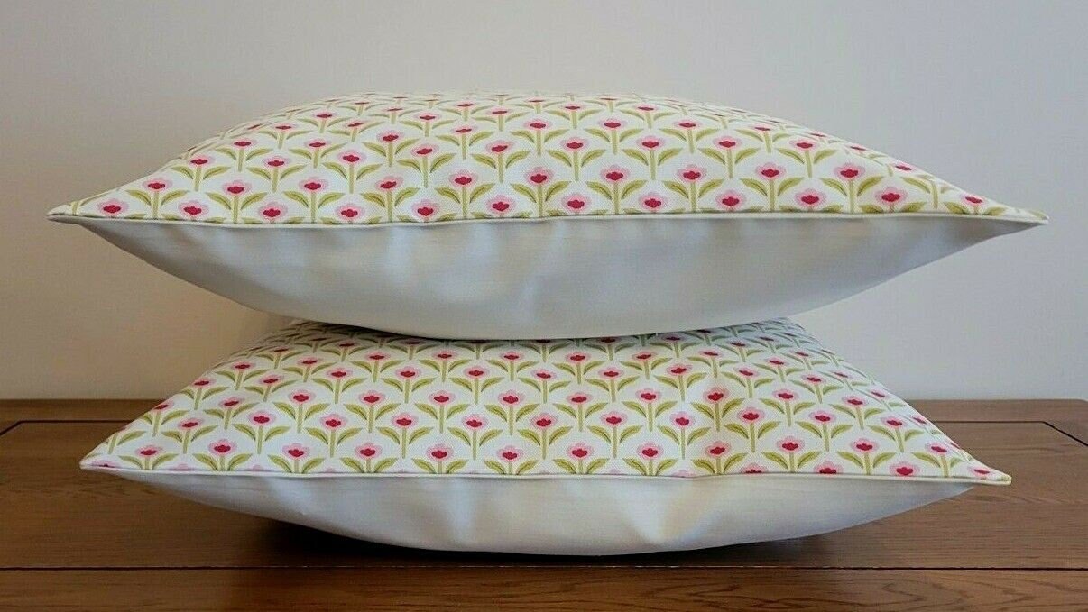 Cushion Cover iLiv Pink Green Posy Chintz Floral Design 10" 12" 14" 16" 17" 18" 20" 22" 24" 26" 100% Cotton Handmade - CushionCoverAndDecor