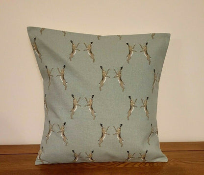 Cushion Cover In Sophie Allport Boxing Hares Green Design , Easter Cushion cover 10" 12" 14" 16" 17" 18" 20" 22" 24" 26" 100% Cotton - CushionCoverAndDecor