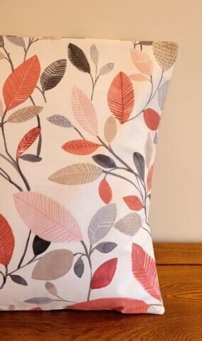 Cushion Cover Molveno Cranberry Red Leaf Design 10" 12" 14" 16" 17" 18" 20" 22" 24" 26" Handmade 100% Cotton - CushionCoverAndDecor