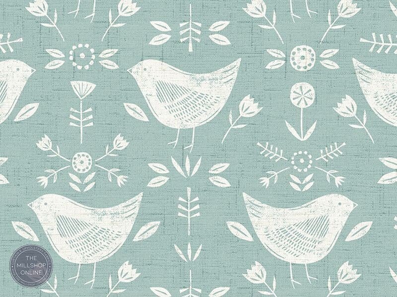 Cushion Cover Narvik Seafoam Blue Bird Design 10" 12" 14" 16" 17" 18" 20" 22" 24" 26" Handmade 100% Cotton - CushionCoverAndDecor