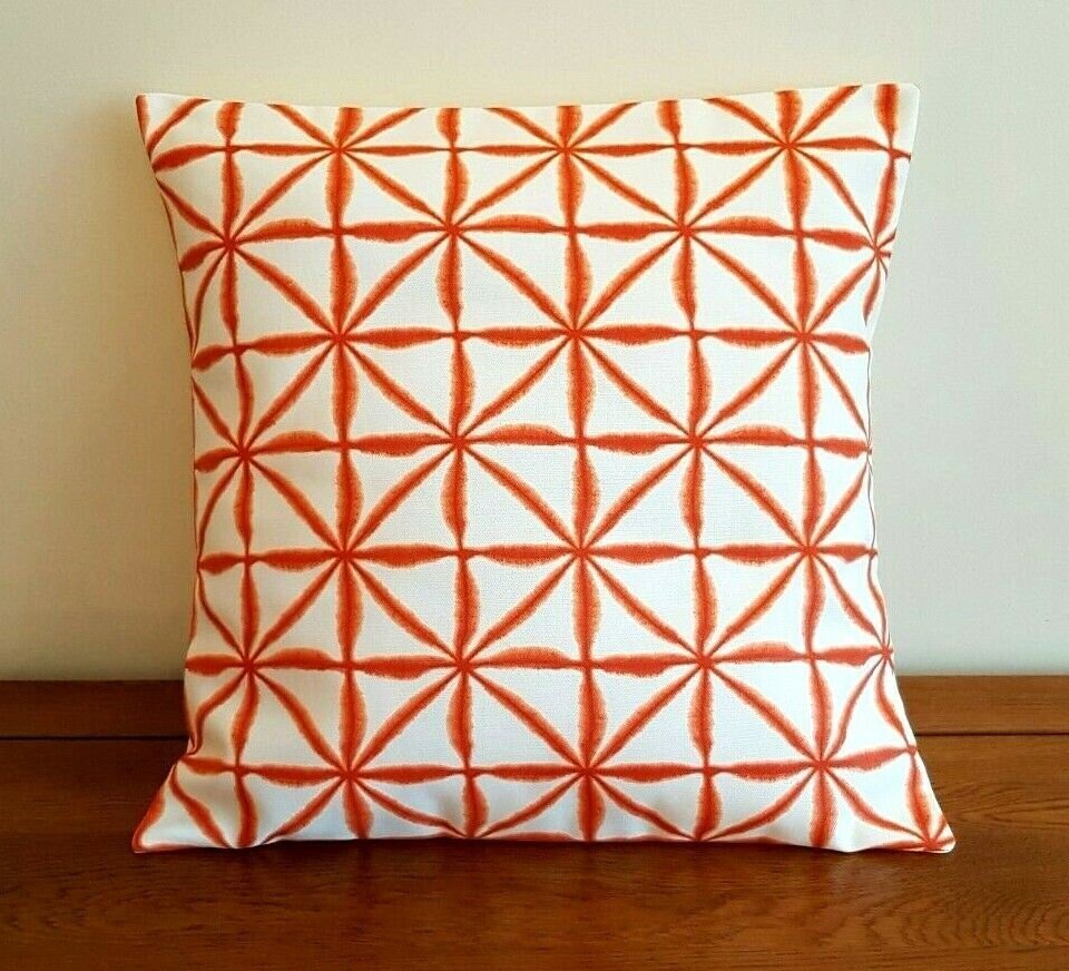 Cushion Cover Nussa Spice Orange Abstract Geometric Design 10" 12" 14" 16" 17" 18" 20" 22" 24" 26" Studio G Handmade 100% Cotton - CushionCoverAndDecor