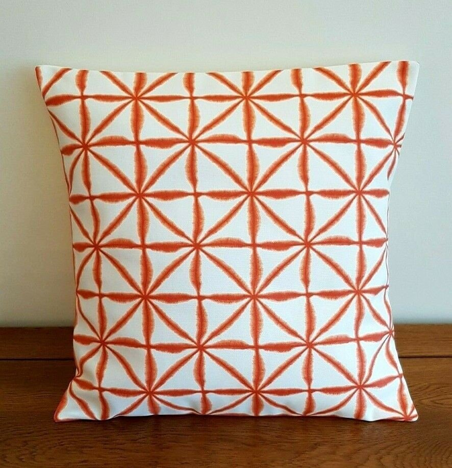 Cushion Cover Nussa Spice Orange Abstract Geometric Design 10" 12" 14" 16" 17" 18" 20" 22" 24" 26" Studio G Handmade 100% Cotton - CushionCoverAndDecor