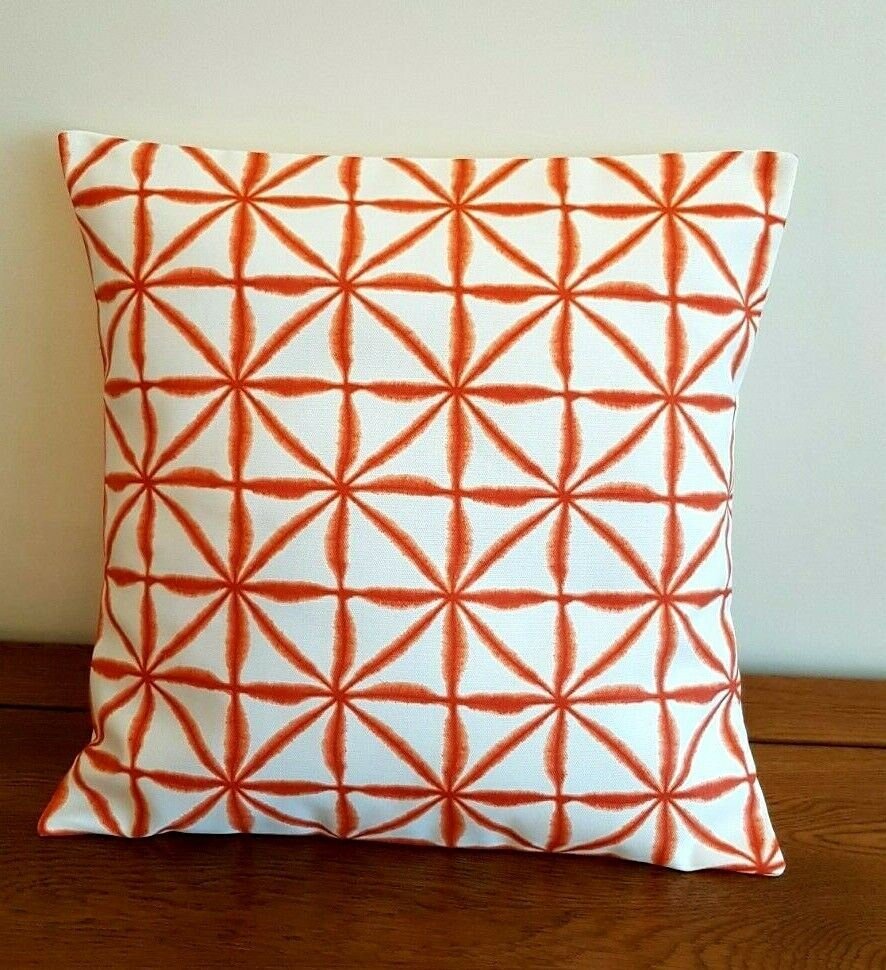 Cushion Cover Nussa Spice Orange Abstract Geometric Design 10" 12" 14" 16" 17" 18" 20" 22" 24" 26" Studio G Handmade 100% Cotton - CushionCoverAndDecor
