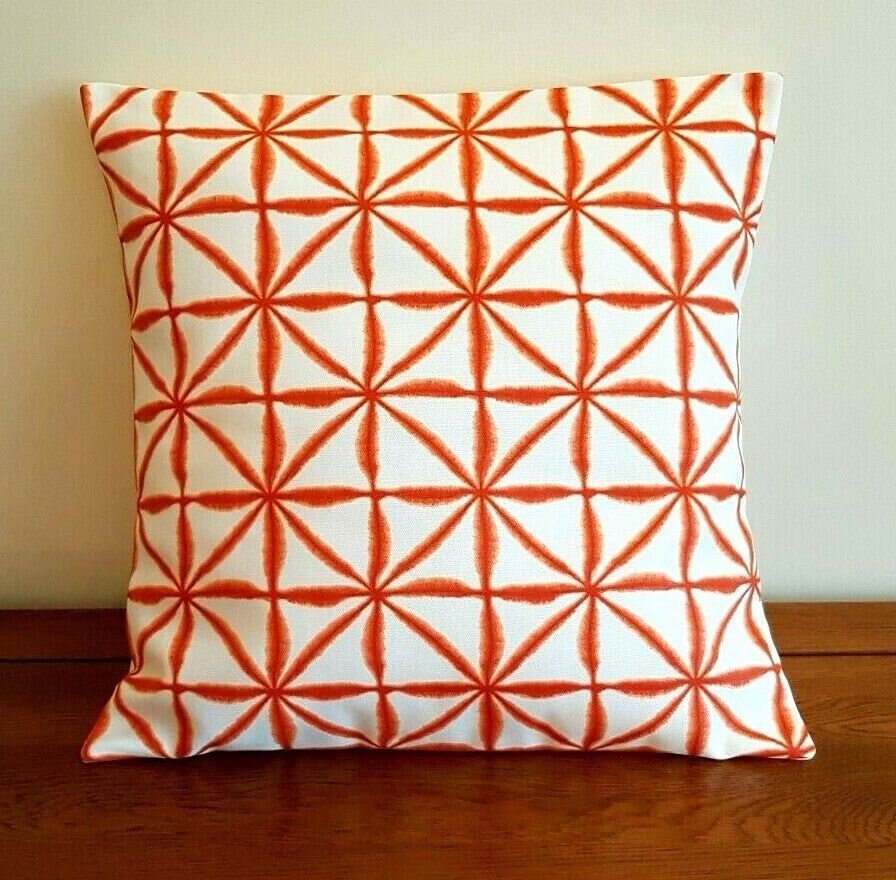 Cushion Cover Nussa Spice Orange Abstract Geometric Design 10" 12" 14" 16" 17" 18" 20" 22" 24" 26" Studio G Handmade 100% Cotton - CushionCoverAndDecor