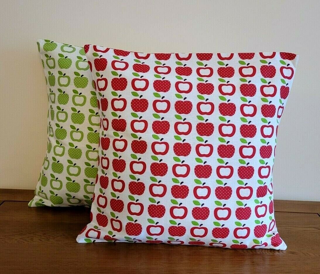 Cushion Cover Red Apple Gren Leaf 10" 12" 14" 16" 17" 18" 20" 22" 24" 26" Design Handmade - CushionCoverAndDecor