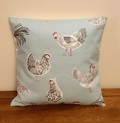 Cushion Cover Rooster Hen Chicken Blue Duckegg Design , Easter Cushion cover 10" 12" 14" 16" 17" 18" 20" 22" 24" 26" Handmade 100% Cotton - CushionCoverAndDecor
