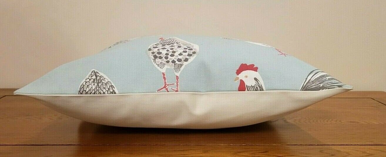Cushion Cover Rooster Hen Chicken Blue Duckegg Design , Easter Cushion cover 10" 12" 14" 16" 17" 18" 20" 22" 24" 26" Handmade 100% Cotton - CushionCoverAndDecor