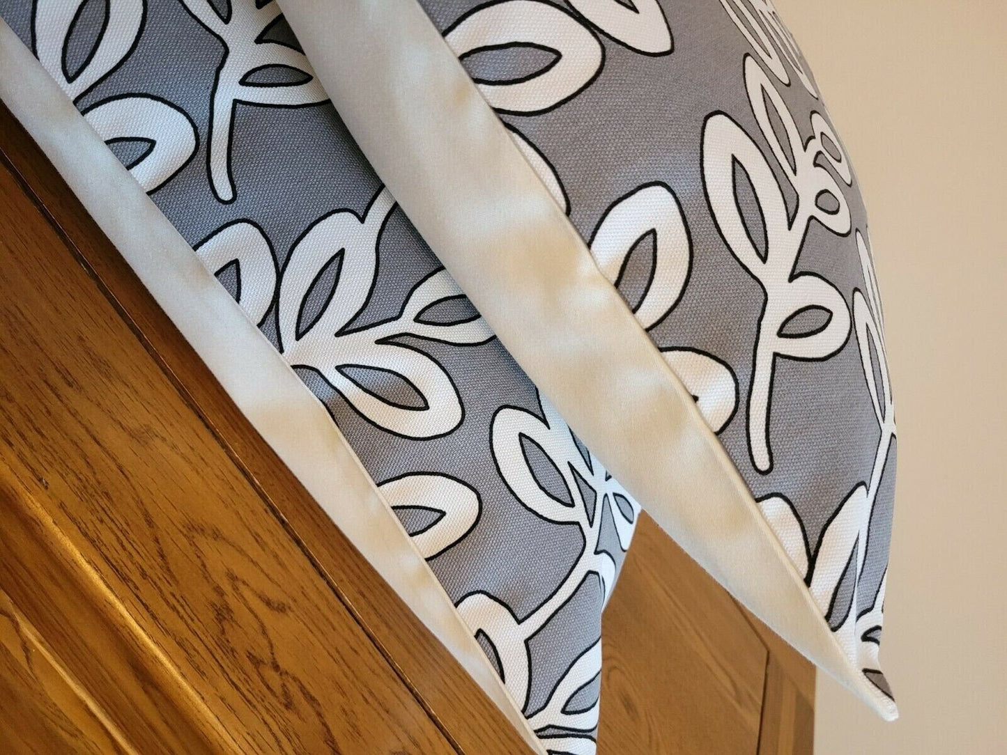 Cushion Cover Scandinavian Leaf Trail Grey Charcoal Design 10" 12" 14" 16" 17" 18" 20" 22" 24" 26" ILiv Handmade 100% Cotton - CushionCoverAndDecor