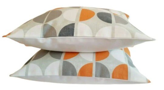 Cushion Cover Shoreditch Mango Orange Black Circle Design 10" 12" 14" 16" 17" 18" 20" 22" 24" 26" Handmade 100% Cotton - CushionCoverAndDecor