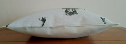 Cushion Cover Stags Head Rustic Taupe Beige Design , Christmas Pillow Cover 10" 12" 14" 16" 17" 18" 20" 22" 24" 26" Handmade 100% Cotton - CushionCoverAndDecor