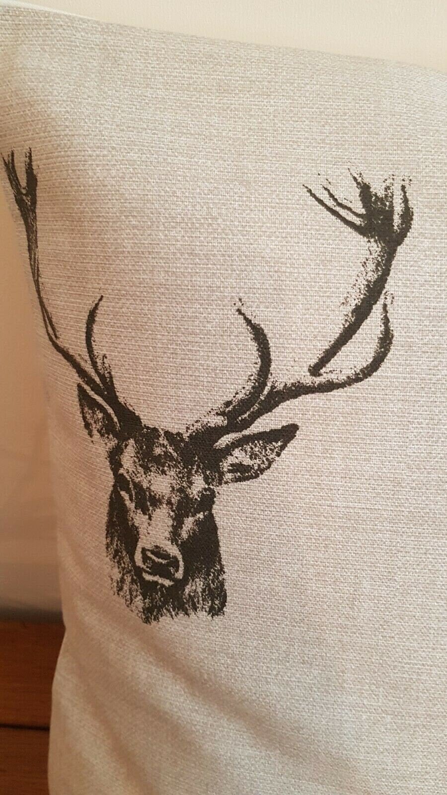 Cushion Cover Stags Head Rustic Taupe Beige Design , Christmas Pillow Cover 10" 12" 14" 16" 17" 18" 20" 22" 24" 26" Handmade 100% Cotton - CushionCoverAndDecor