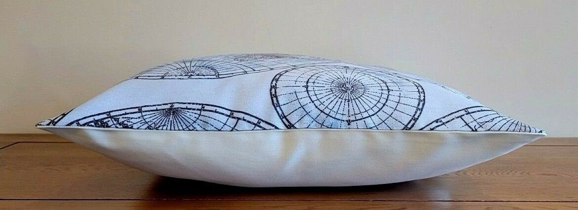 Cushion Cover Vintage Blue Beige World Globe Map Design 10" 12" 14" 16" 17" 18" 20" 22" 24" 26" Handmade - CushionCoverAndDecor
