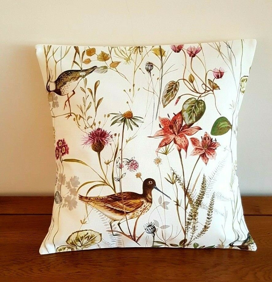 Cushion Cover Wetland Auburn Birds Design 10" 12" 14" 16" 17" 18" 20" 22" 24" 26" Prestigious Textiles Handmade 100% Cotton - CushionCoverAndDecor