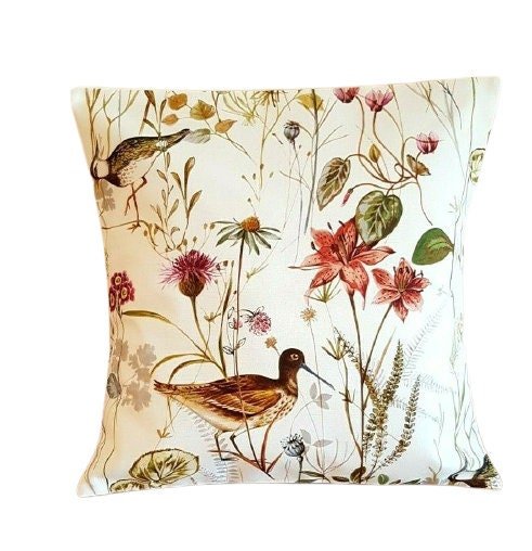 Cushion Cover Wetland Auburn Birds Design 10" 12" 14" 16" 17" 18" 20" 22" 24" 26" Prestigious Textiles Handmade 100% Cotton - CushionCoverAndDecor