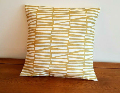 Cushion Pillow Cover Yellow Mustard Geometric Design 10" 12" 14" 16" 17" 18" 22" 24" 24" 26" 100% Cotton Fabric Handmade - CushionCoverAndDecor