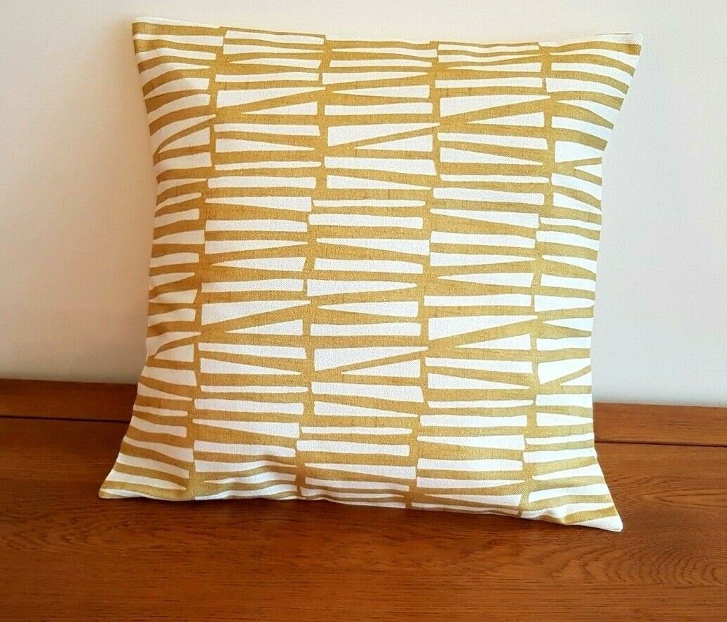 Cushion Pillow Cover Yellow Mustard Geometric Design 10" 12" 14" 16" 17" 18" 22" 24" 24" 26" 100% Cotton Fabric Handmade - CushionCoverAndDecor