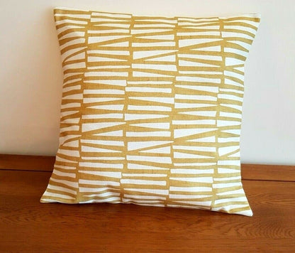 Cushion Pillow Cover Yellow Mustard Geometric Design 10" 12" 14" 16" 17" 18" 22" 24" 24" 26" 100% Cotton Fabric Handmade - CushionCoverAndDecor