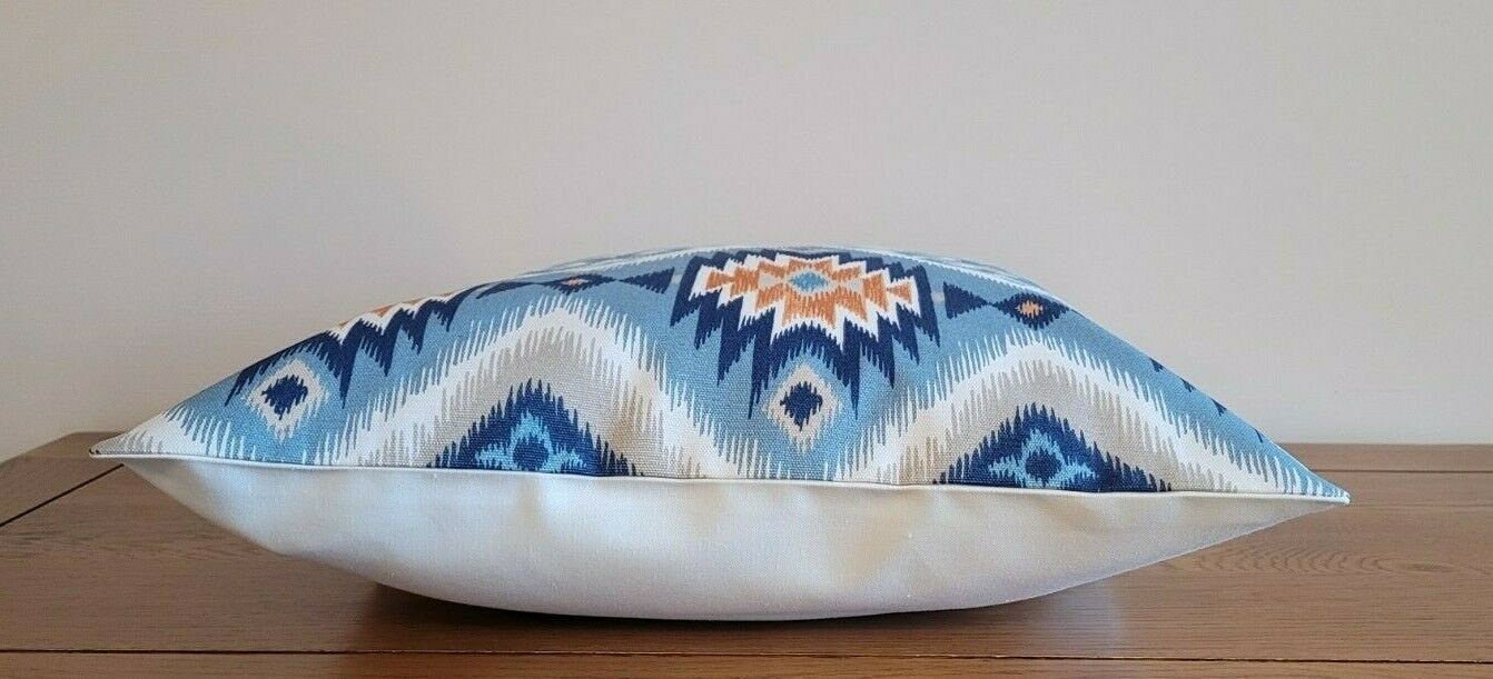 Cushion Pillow Decorative Cover 10" 12" 14" 16" 17" 18" 20" 22" 24" 26" iLiv Navajo Aztec Indigo Teal Blue Orange Handmade 100% Cotton - CushionCoverAndDecor