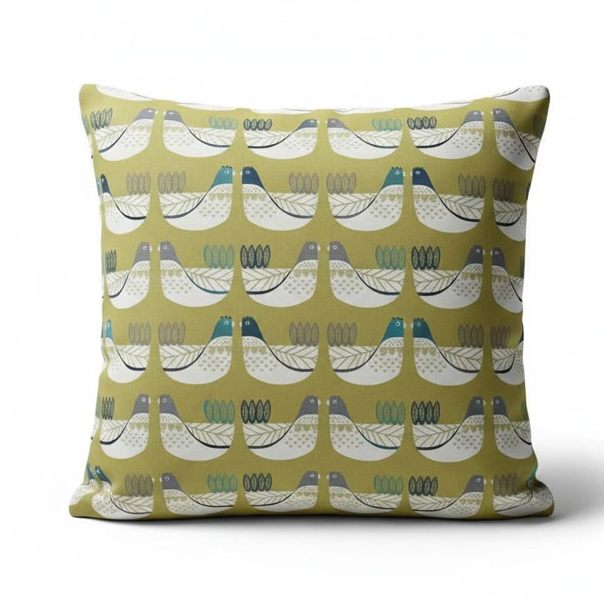 Cluck Cluck Hens Chicken Capri Green Cushion Cover