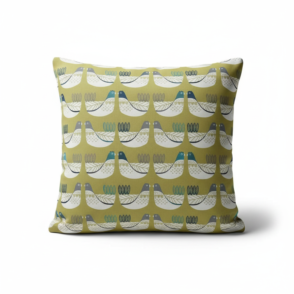 Cluck Cluck Hens Chicken Capri Green Cushion Cover