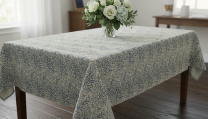 William Morris Willow Bough Sea Breeze Coated Tablecloth Water Resistant Outdoor
