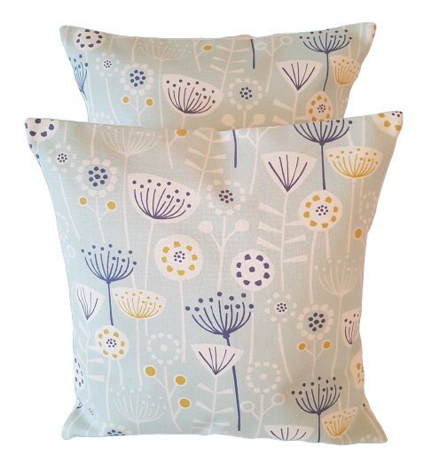 Decorative Cushion Cover , Pillow Cover Bergen Seafoam Blue Floral Design 12" 14" 16" 17" 18" 20" 22" 24" 26" Fryetts 100% Fabric Handmad - CushionCoverAndDecor