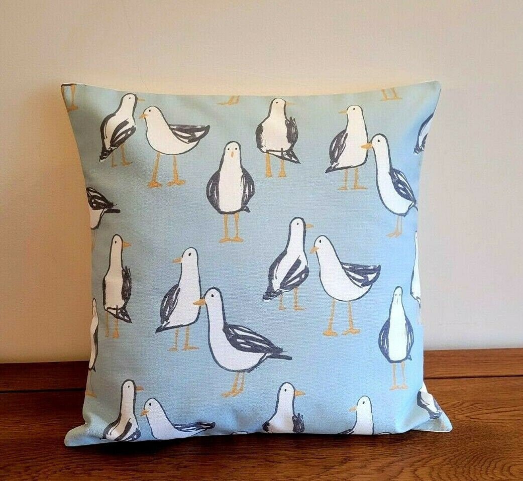 Decorative Cushion Pillow Cover Duckegg Blue Seagull Laridae ,Nautical Marine Seaside Design 10" 12 " 14" 16" 17" 18" 20" 22" 24" 26" - CushionCoverAndDecor