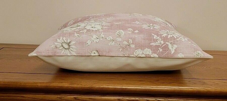 Decorative Pillow Cushion Cover iLiv Finch Toile Rose Pink Bird Design 10" 12 " 14" 16" 17" 18" 20" 22" 24" 26" Handmade 100% Cotton - CushionCoverAndDecor