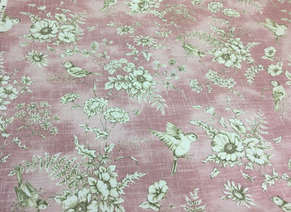 Decorative Pillow Cushion Cover iLiv Finch Toile Rose Pink Bird Design 10" 12 " 14" 16" 17" 18" 20" 22" 24" 26" Handmade 100% Cotton - CushionCoverAndDecor