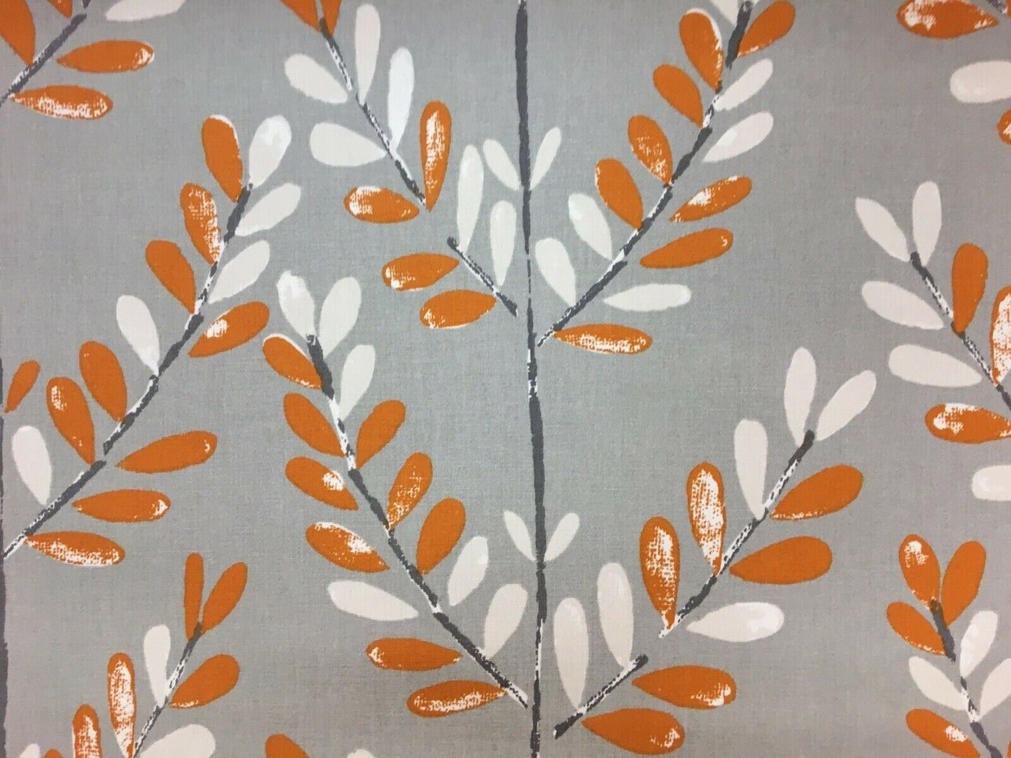 Decorative Pillow Cushion Cover Scandi Sprig Tangerine Orange Grey Design 12" 14" 16" 17" 18" 20" 22" 24" 26" Handmade 100% Cotton - CushionCoverAndDecor