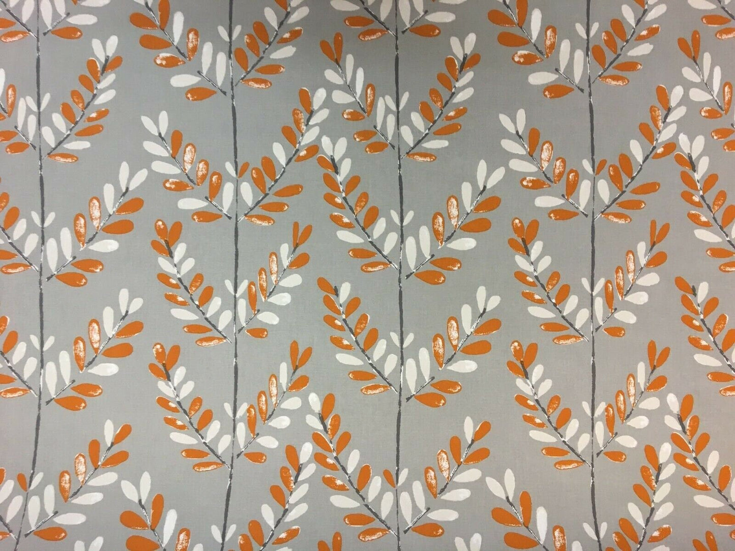 Decorative Pillow Cushion Cover Scandi Sprig Tangerine Orange Grey Design 12" 14" 16" 17" 18" 20" 22" 24" 26" Handmade 100% Cotton - CushionCoverAndDecor