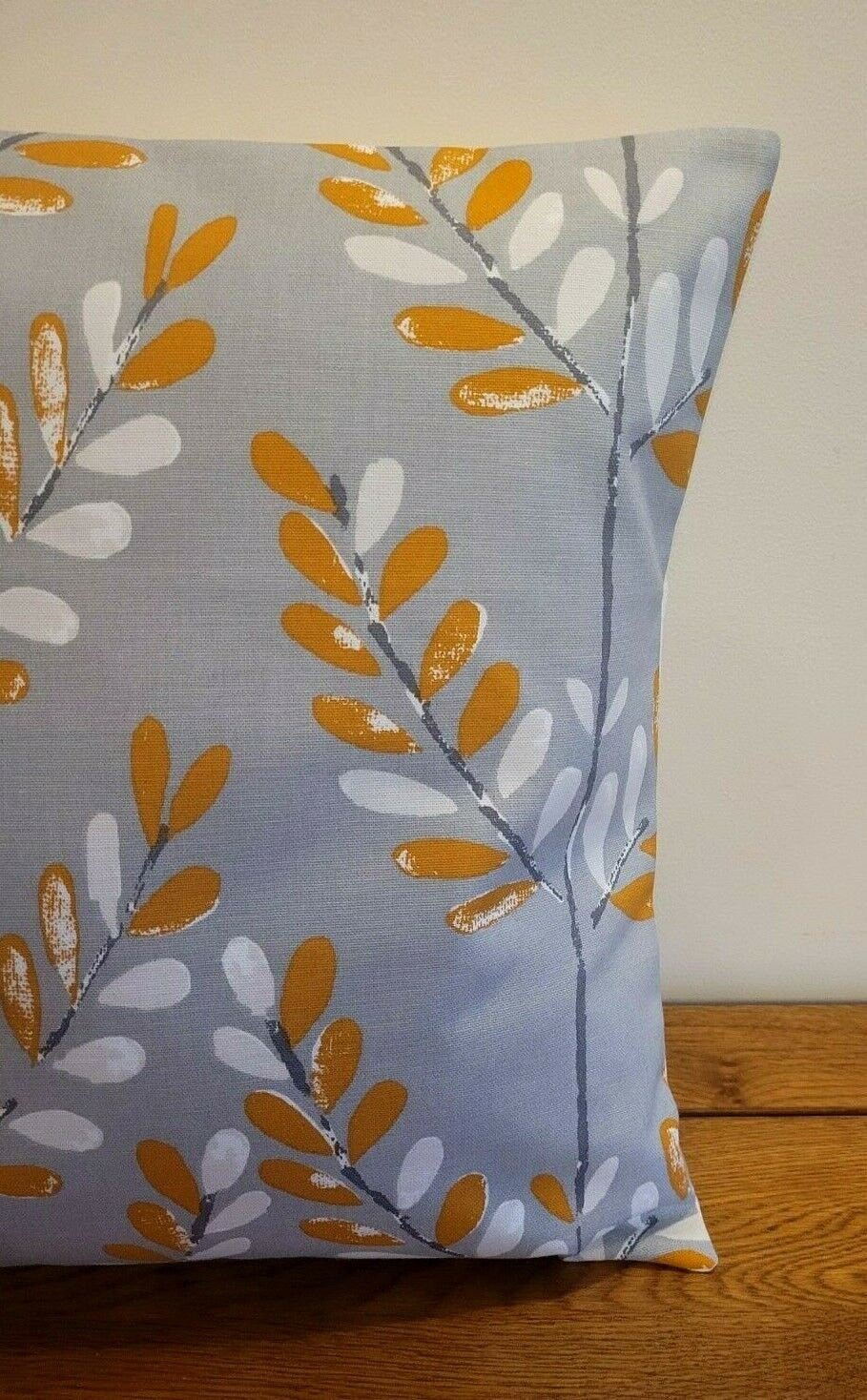 Decorative Pillow Cushion Cover Scandi Sprig Tangerine Orange Grey Design 12" 14" 16" 17" 18" 20" 22" 24" 26" Handmade 100% Cotton - CushionCoverAndDecor