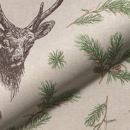 Deer Fir Branches Tea Towel , Fir Branches Tea Towel , Deer Tea Towel , Christmas Tea Towel , Cotton Rich Linen Look Fabric - CushionCoverAndDecor
