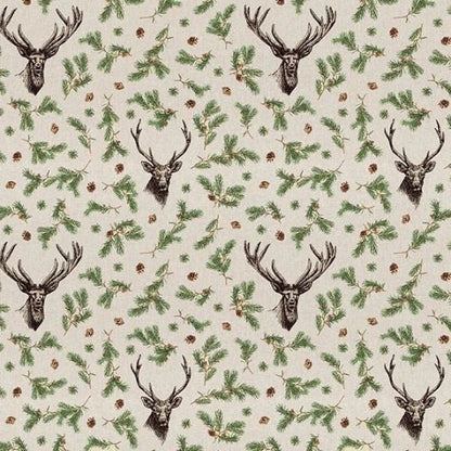 Deer Fir Branches Tea Towel , Fir Branches Tea Towel , Deer Tea Towel , Christmas Tea Towel , Cotton Rich Linen Look Fabric - CushionCoverAndDecor