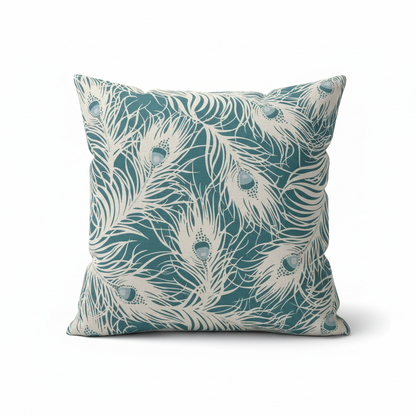 Harper Peacock Feather Teal Cushion Covers