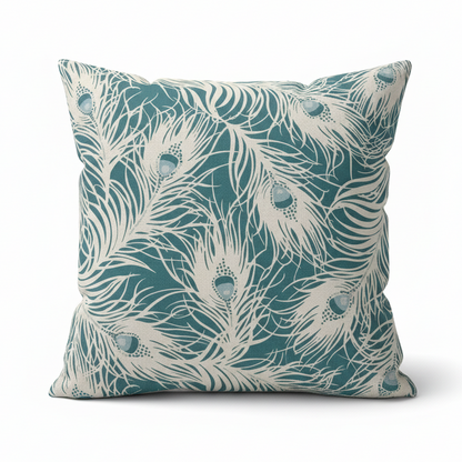 Harper Peacock Feather Teal Cushion Covers