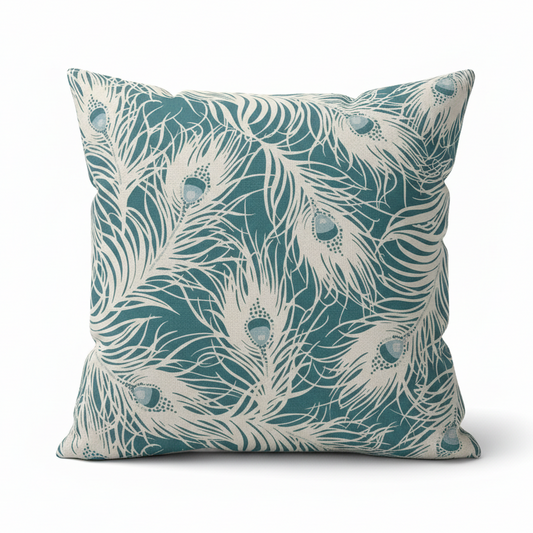 Harper Peacock Feather Teal Cushion Covers