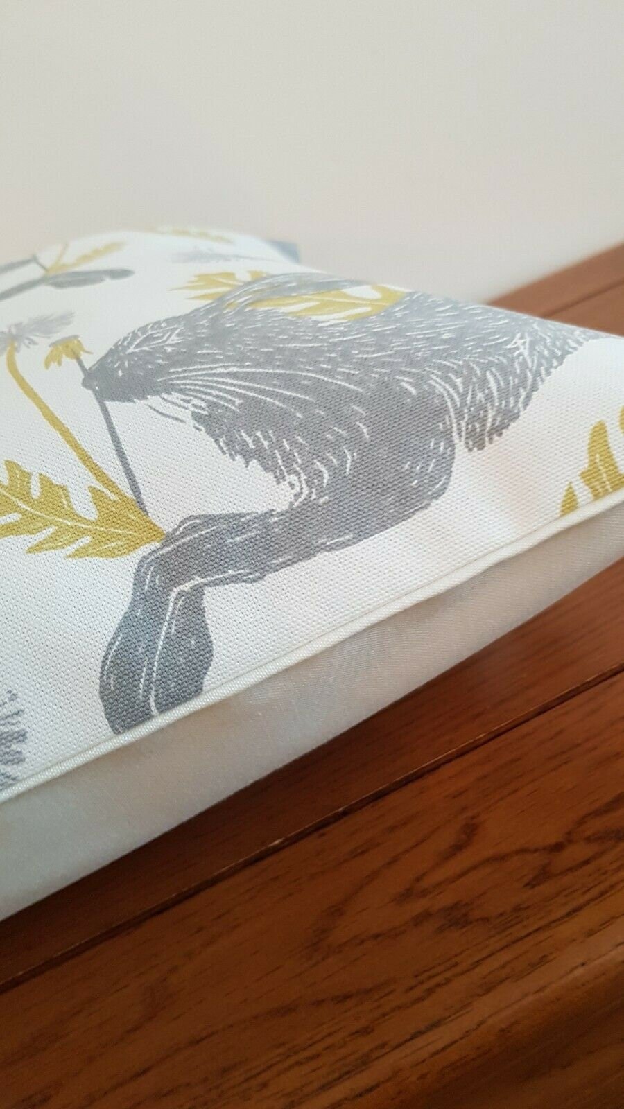 Easter Cushion Cover March Hare Mineral Blue Design 12" 14" 16" 17" 18" 20" 22" 24" 26" Handmade 100% Cotton - CushionCoverAndDecor