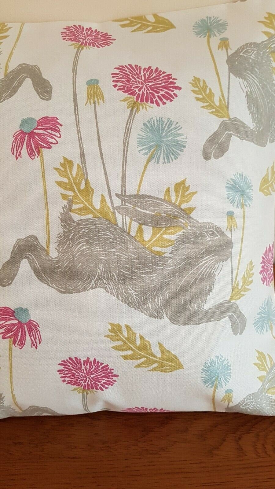 Easter Cushion Cover March Hare Summer Pink Design 10" 12" 14" 16" 17" 18" 20" 22" 24" 26" Handmade 100% Cotton - CushionCoverAndDecor