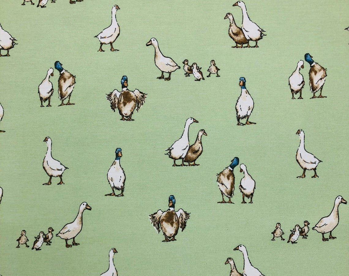 Easter Tablecloth , Napkins Shabby Ducks Design , Cotton Rich Linen Look Fabric , Tablecloth UK - CushionCoverAndDecor