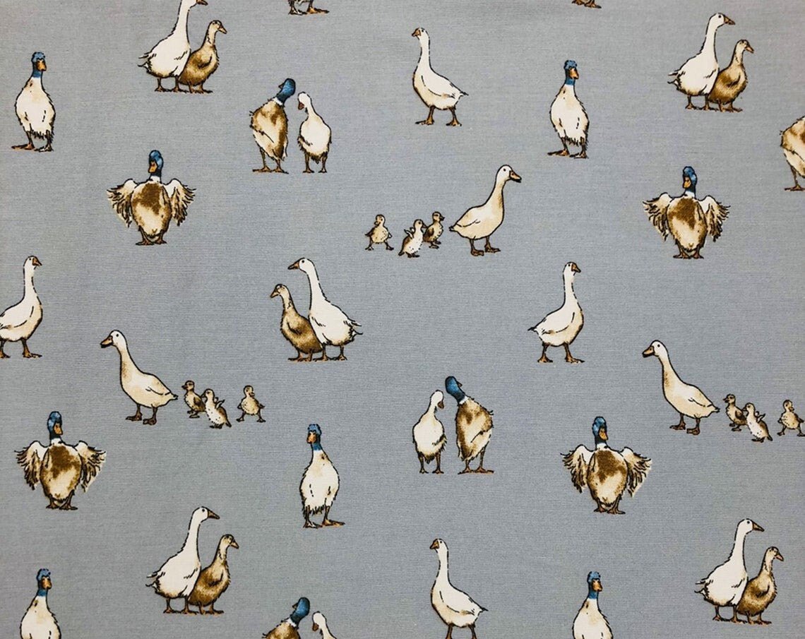 Easter Tablecloth , Napkins Shabby Ducks Design , Cotton Rich Linen Look Fabric , Tablecloth UK - CushionCoverAndDecor