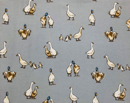 Easter Tablecloth , Napkins Shabby Ducks Design , Cotton Rich Linen Look Fabric , Tablecloth UK - CushionCoverAndDecor