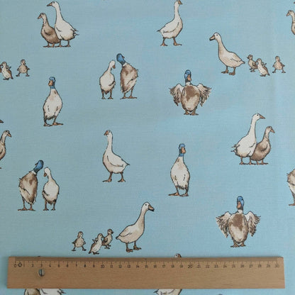 Easter Tablecloth , Napkins Shabby Ducks Design , Cotton Rich Linen Look Fabric , Tablecloth UK - CushionCoverAndDecor