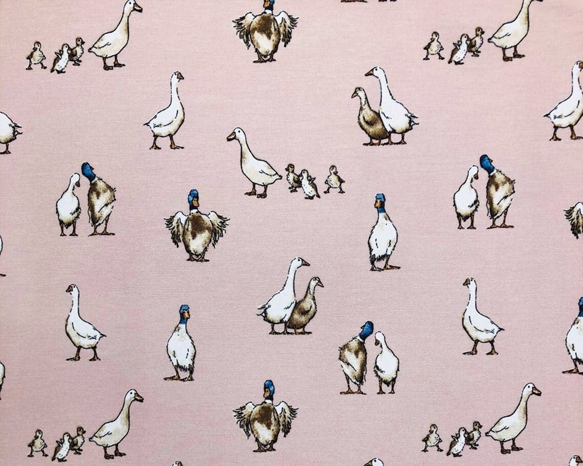 Easter Tablecloth , Napkins Shabby Ducks Design , Cotton Rich Linen Look Fabric , Tablecloth UK - CushionCoverAndDecor