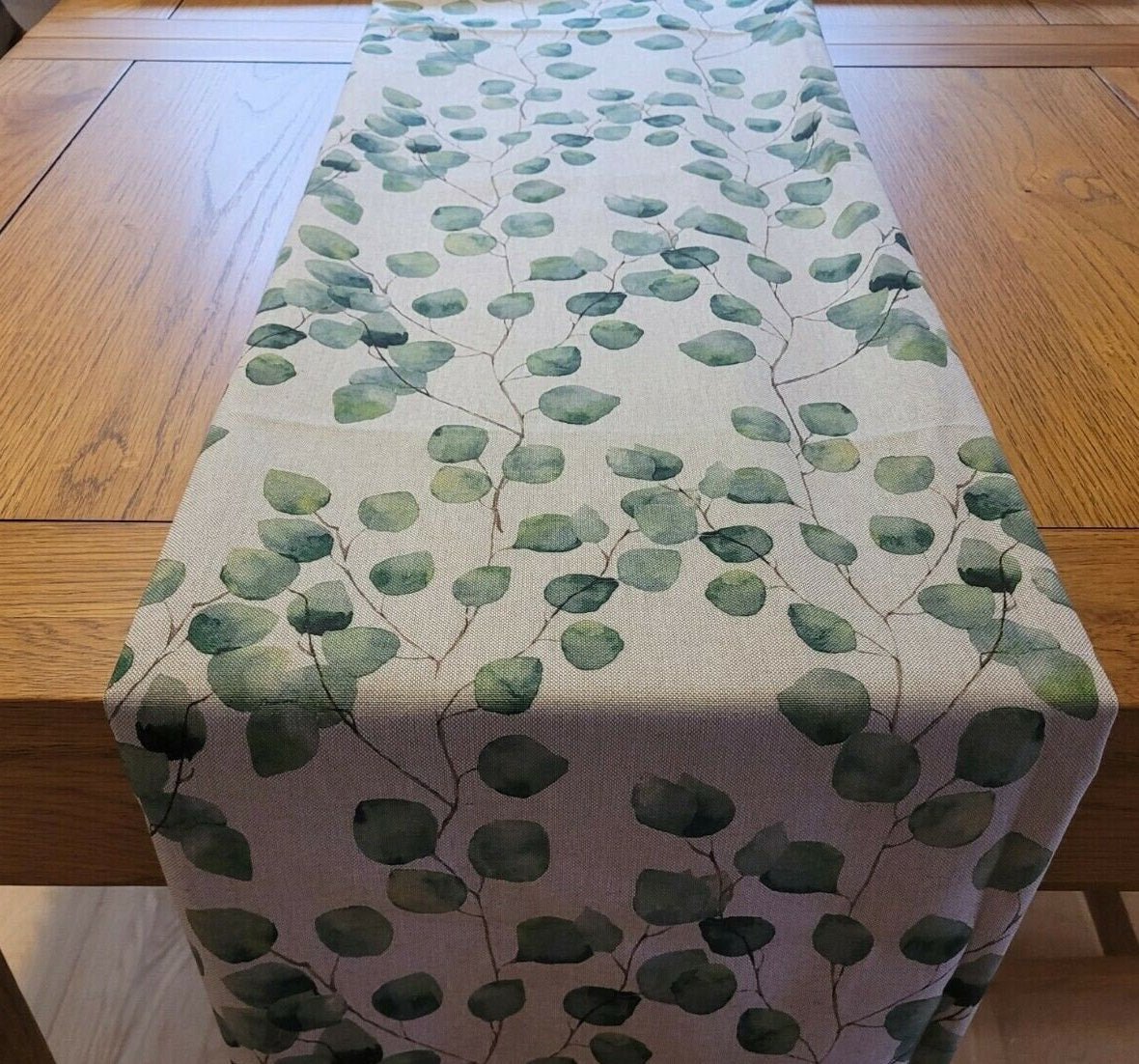 Eucalyptus Table Runner , Linen Look Table Runner , Green Leaves Table Runner 36" 48" 54" 60" 64" 72" 84" 96" 104" - CushionCoverAndDecor