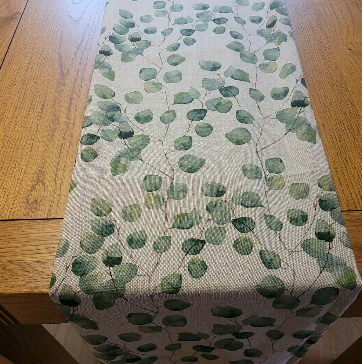 Eucalyptus Table Runner , Linen Look Table Runner , Green Leaves Table Runner 36" 48" 54" 60" 64" 72" 84" 96" 104" - CushionCoverAndDecor